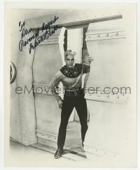 4t749 BUSTER CRABBE signed 8x10 REPRO 1981 great image in costume as Flash Gordon!