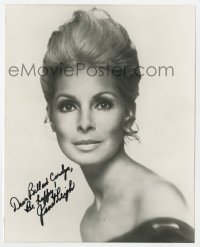 4t844 JANET LEIGH signed 8x10 REPRO still 1990s close head & shoulders portrait with wild hairstyle!
