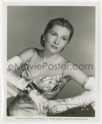 4t519 JOAN FONTAINE signed 8.25x10 still 1947 beautiful portrait in formal gown & gloves!