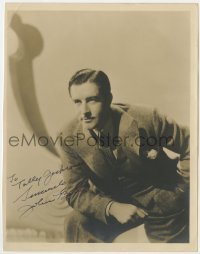 4t522 JOHN BOLES signed deluxe 7.75x10 still 1930s great seated portrait wearing suit & tie!