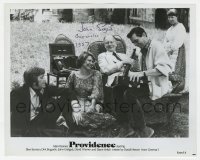 4t523 JOHN GIELGUD signed 8.25x10.25 still 1977 great portrait with his co-stars from Providence!