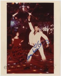 4t866 KAREN LYNN GORNEY signed color 8x10 REPRO still 1980s w/John Travolta in Saturday Night Fever!