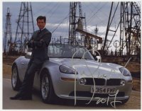 4t208 PIERCE BROSNAN signed color 11x14 REPRO still 2017 great James Bond portrait standing by BMW!