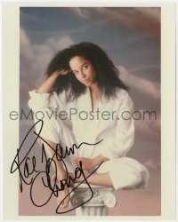 4t938 RAE DAWN CHONG signed color 8x10 REPRO still 1990s great portrait sitting on pedestal!