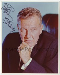 4t939 RALPH BELLAMY signed color 8x9.75 REPRO still 1990s close portrait from late in his career!