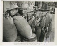 4t599 RAY TEAL signed 8.25x10 still 1940 pointing gun with co-stars in a scene from Cherokee Strip!