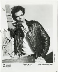 4t603 RICHARD GRIECO signed TV 8x10 still 1989 great close up in leather jacket from Booker!