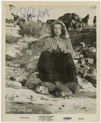 4t605 RITA HAYWORTH signed 8.25x10 still 1959 great seated portrait from They Came to Cordura!