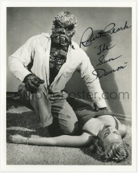 4t947 ROBERT CLARKE signed 8x10 REPRO still 1990s in Sun Demon monster makeup kneeling over girl!