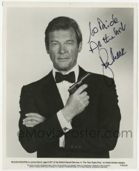 4t613 ROGER MOORE signed 8x9.75 still 1981 great portrait as James Bond from For Your Eyes Only!