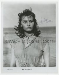 4t969 SOPHIA LOREN signed 8x10 REPRO 1980s sexiest soaking wet close up from Boy on a Dolphin!