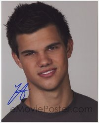 4t975 TAYLOR LAUTNER signed color 8x10 REPRO still 2000s close portrait of the Twilight star!