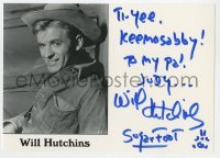 4t706 WILL HUTCHINS signed 4.25x6 publicity still 1980s great portrait of the Sugarfoot star!