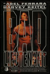 4t022 BAD LIEUTENANT signed 1sh 1992 by director Abel Ferrara, huge close up of nude Harvey Keitel!