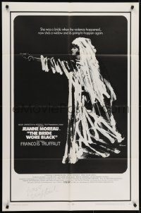 4t139 BRIDE WORE BLACK signed 1sh 1968 by Francois Truffaut, La Mariee Etait en Noir, Jeanne Moreau!