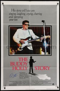4t140 BUDDY HOLLY STORY signed 1sh 1978 by Don Stroud, great image of Gary Busey as the singer!
