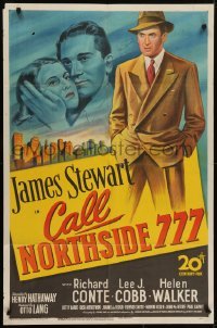 4t141 CALL NORTHSIDE 777 signed 1sh 1948 by James Stewart, great art of him with Conte & Walker!