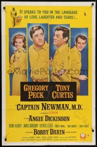 4t142 CAPTAIN NEWMAN, M.D. signed 1sh 1964 by Eddie Albert, image of Peck, Curtis, Dickinson & Darin!