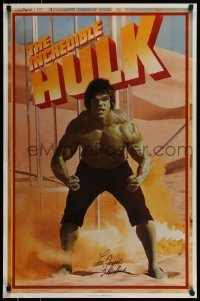 4t056 LOU FERRIGNO signed 23x35 commercial poster 1990s great image of The Incredible Hulk!