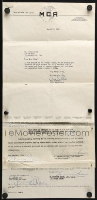 4t282 BUDDY ADLER signed contract 1954 signing to be represented by MCA for seven years!