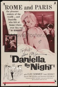 4t143 DANIELLA BY NIGHT signed 1sh 1962 by Elke Sommer, who's topless in Rome & Paris!