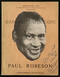 4t196 PAUL ROBESON signed English souvenir program 1960 from a live performance in England!