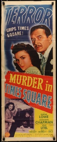 4t004 MURDER IN TIMES SQUARE signed insert 1943 by Marguerite Chapman, Broadway's gripping mystery!