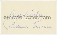 4t297 CONSTANCE TOWERS signed 3x5 index card 1980s it can be framed & displayed with a repro still!