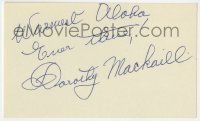 4t299 DOROTHY MACKAILL signed 3x5 index card 1930s it can be framed & displayed with a repro still!