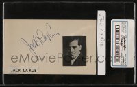 4t313 JACK LA RUE signed 3x5 index card 1940s it can be framed & displayed with a repro still!