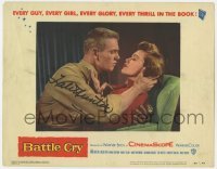 4t085 BATTLE CRY signed LC #2 1955 by Tab Hunter, who's a soldier about to kiss Dorothy Malone!