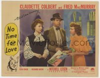 4t105 NO TIME FOR LOVE signed LC 1943 by Fred MacMurray, who's between Claudette Colbert & Chase!