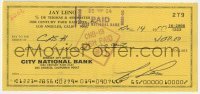 4t230 JAY LENO signed 3x6 canceled check 1977 he wrote it out for $100 cash!