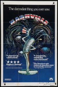 4t155 NASHVILLE signed 1sh 1975 by director Robert Altman, cool patriotic sexy microphone artwork!