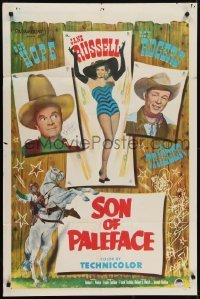 4t161 SON OF PALEFACE signed 1sh 1952 by Bob Hope, who's pictured w/Roy Rogers & sexy Jane Russell!
