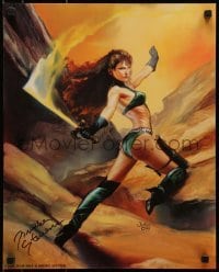 4t058 BRINKE STEVENS signed 16x20 special poster 1995 sexy fantasy art of her by Julie Bell!