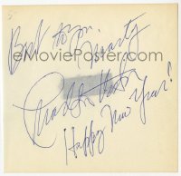 4t335 CHARLTON HESTON signed 4x5 cut album page 1970s can be framed & displayed with a repro still!