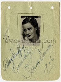 4t343 IRENE DUNNE signed 5x6 cut album page 1936 it can be framed & displayed with a repro!