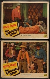 4w886 HIS BROTHER'S GHOST 2 LCs 1945 Buster Crabbe, King of the Wild West & Al Fuzzy St. John!