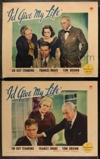 4w899 I'D GIVE MY LIFE 2 LCs 1936 Frances Drake, Tom Brown, Janet Beecher & Guy Standing!