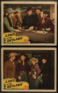 4w910 LAND OF THE OUTLAWS 2 LCs 1944 Lambert Hillyer, Johnny Mack Brown, Raymond Hatton, gambling!