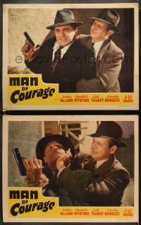 4w923 MAN OF COURAGE 2 LCs 1943 district attorney Barton MacLane stops mob boss Lyle Talbot!