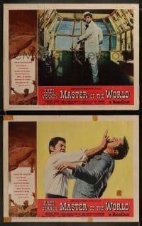 4w932 MASTER OF THE WORLD 2 LCs 1961 Jules Verne, great images of Vincent Price, Charles Bronson!