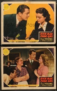 4w961 RICH MAN, POOR GIRL 2 LCs 1938 great images of Robert Young, Ayres, Ruth Hussey, Lana Turner!