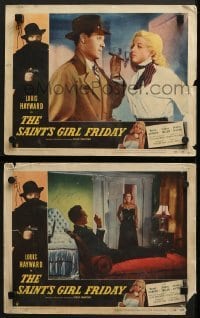 4w966 SAINT'S GIRL FRIDAY 2 LCs 1954 sexy Diana Dors & bullets can't stop Louis Hayward!