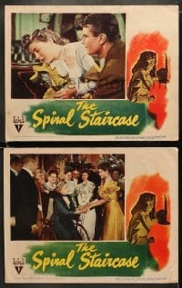 4w973 SPIRAL STAIRCASE 2 LCs 1946 Dorothy McGuire, Kent Smith, Brent, Fleming, Robert Siodmak!