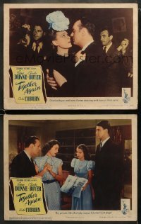 4w984 TOGETHER AGAIN 2 LCs 1944 Irene Dunne & Charles Boyer together again, Charles Coburn as Cupid!