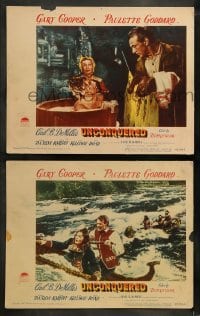 4w987 UNCONQUERED 2 LCs 1947 directed by Cecil B. DeMille, Gary Cooper, Paulette Goddard!