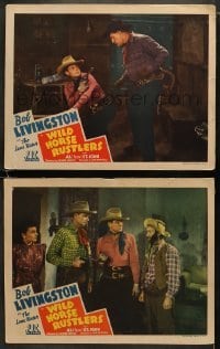 4w995 WILD HORSE RUSTLERS 2 LCs 1943 Bob Livingston as The Lone Rider, Al 'Fuzzy' St. John!