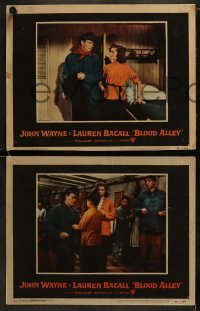 4w509 BLOOD ALLEY 7 LCs 1955 cool images of John Wayne with Lauren Bacall, Mike Mazurki!